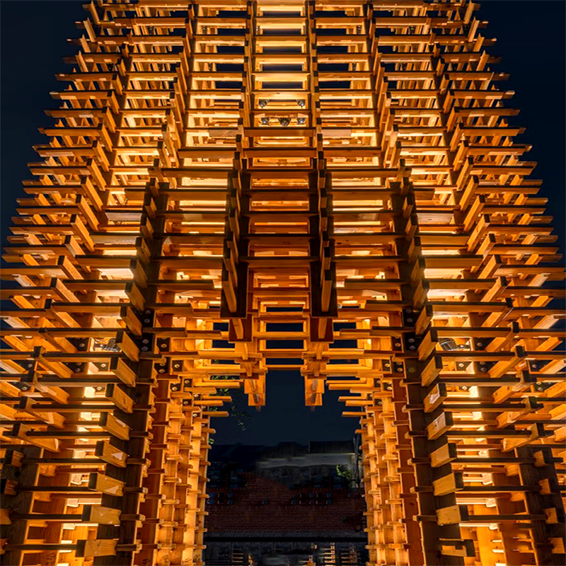 联球户外不锈钢仿鲁班锁搭建雕塑景观