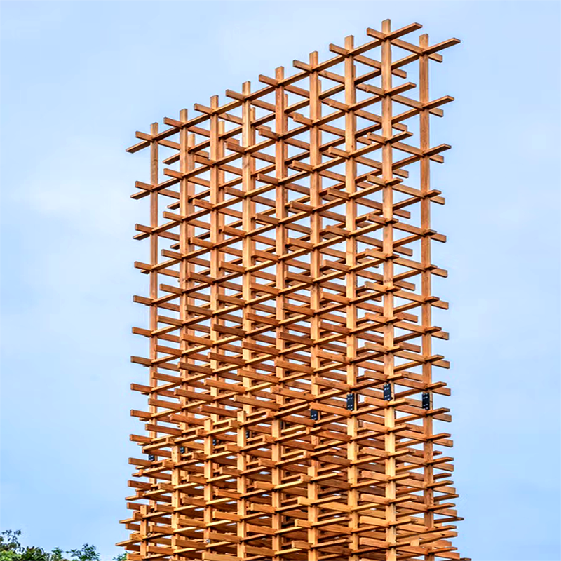 联球户外不锈钢仿鲁班锁搭建雕塑景观