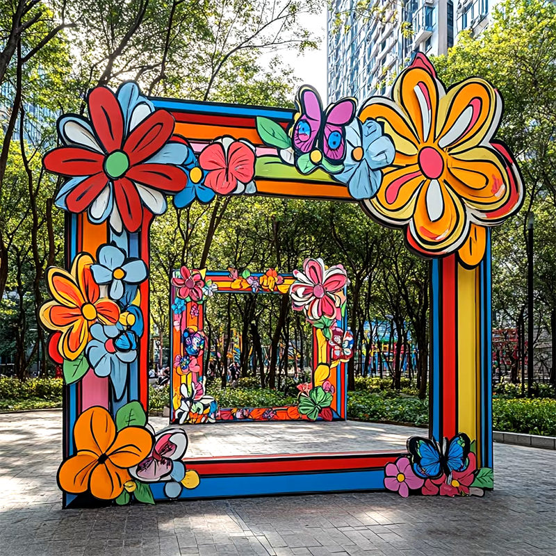 联球不锈钢图画拍照框雕塑景观灯