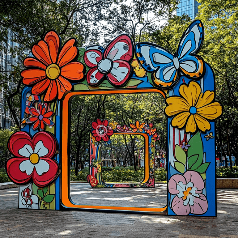 联球不锈钢图画拍照框雕塑景观灯