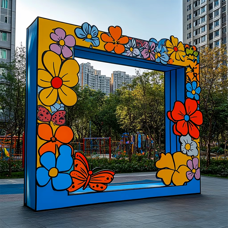 联球不锈钢图画拍照框雕塑景观灯