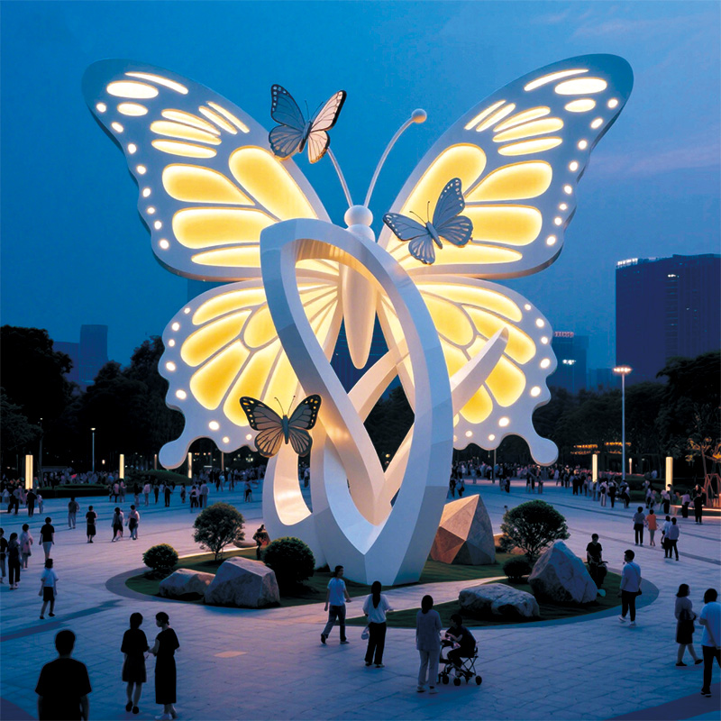 联球蝴蝶光之蝶翼雕塑景观装置装饰适合广场 旅游景区