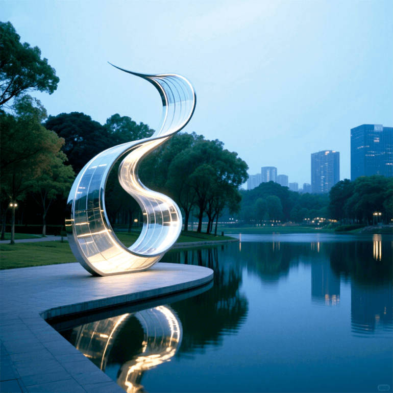 户外湖光绸带景观照明