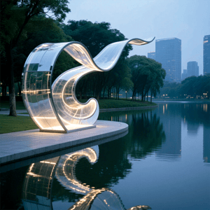户外湖光绸带景观照明