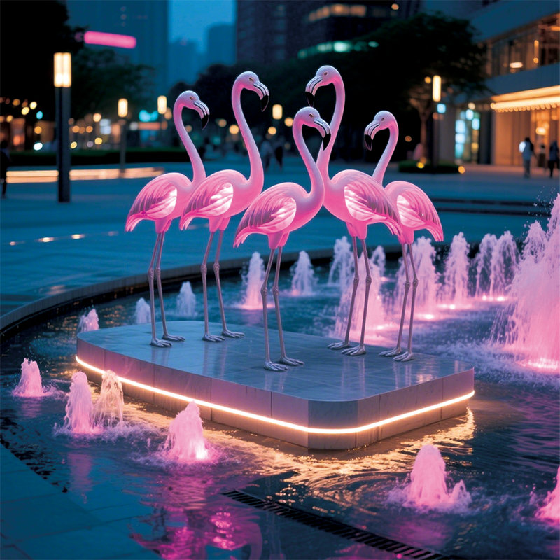 流萤夜火烈鸟景观灯