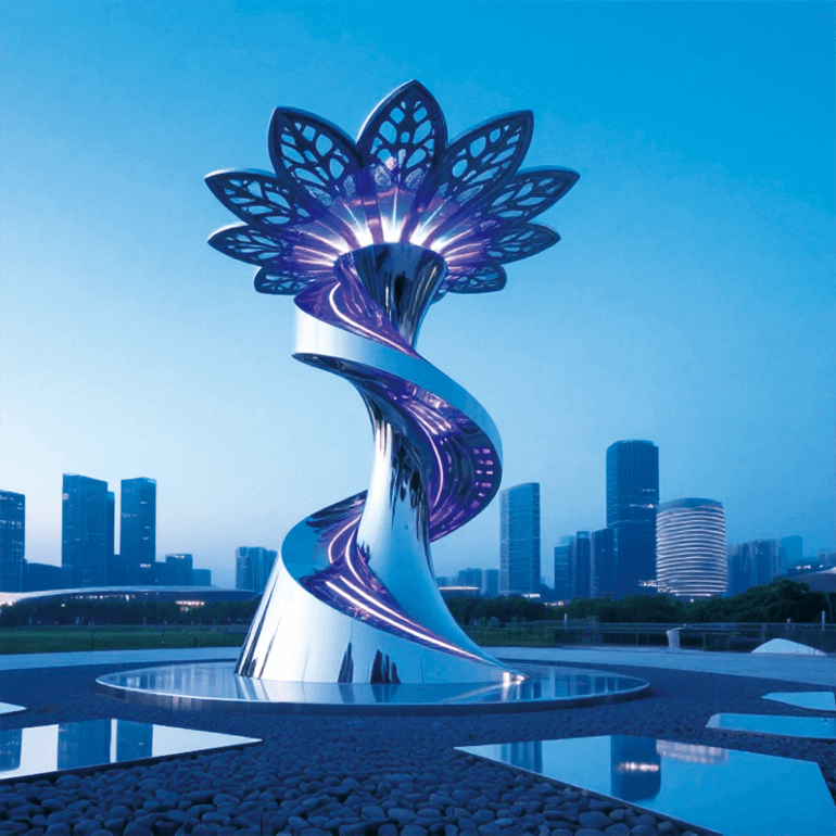不锈钢幻彩灵花城市地标景观装置