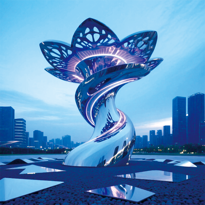 不锈钢幻彩灵花城市地标景观装置