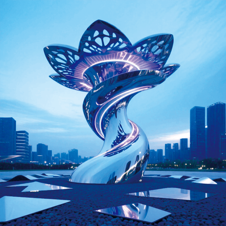 不锈钢幻彩灵花城市地标景观装置