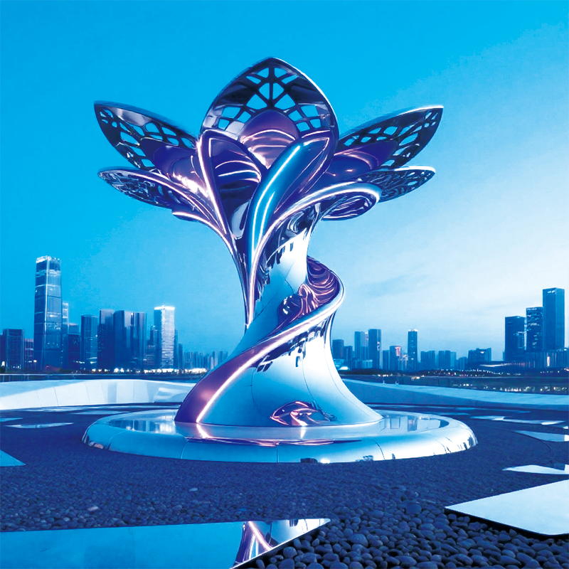不锈钢幻彩灵花城市地标景观装置