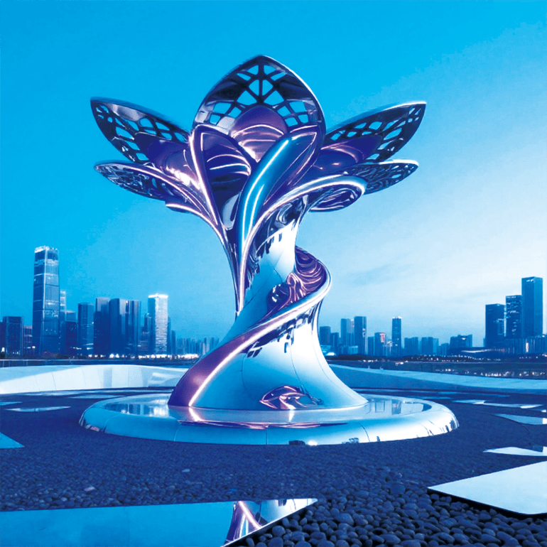不锈钢幻彩灵花城市地标景观装置