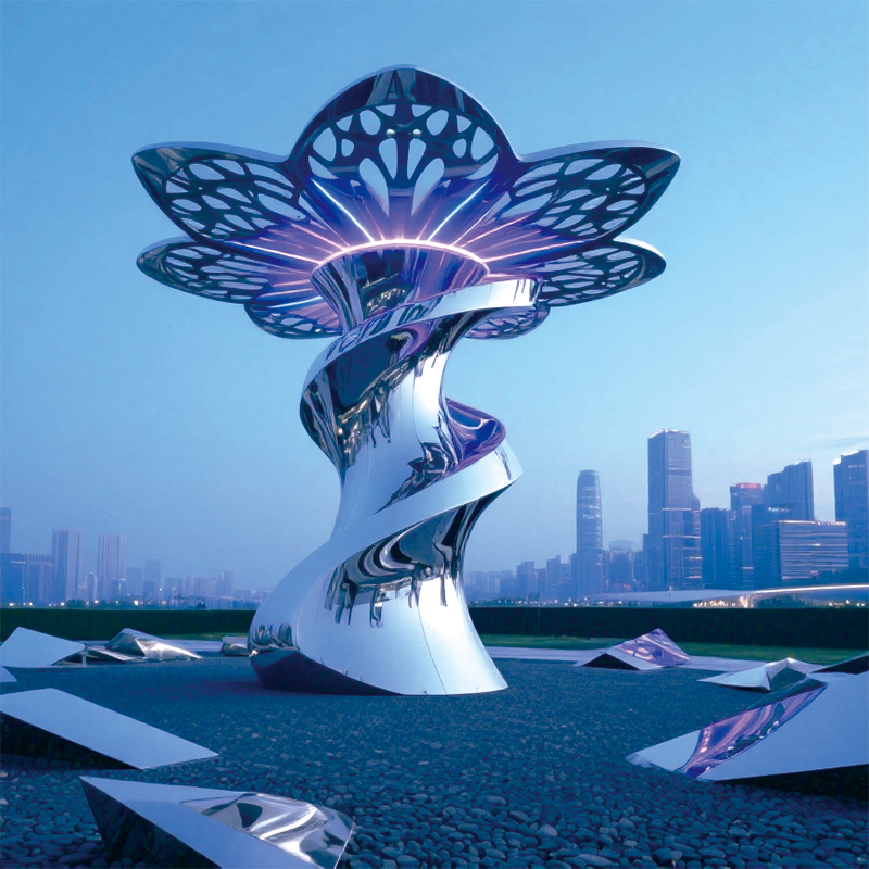 不锈钢幻彩灵花城市地标景观装置