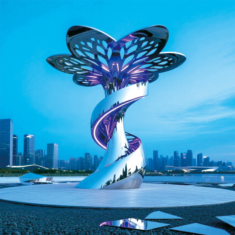 不锈钢幻彩灵花城市地标景观装置