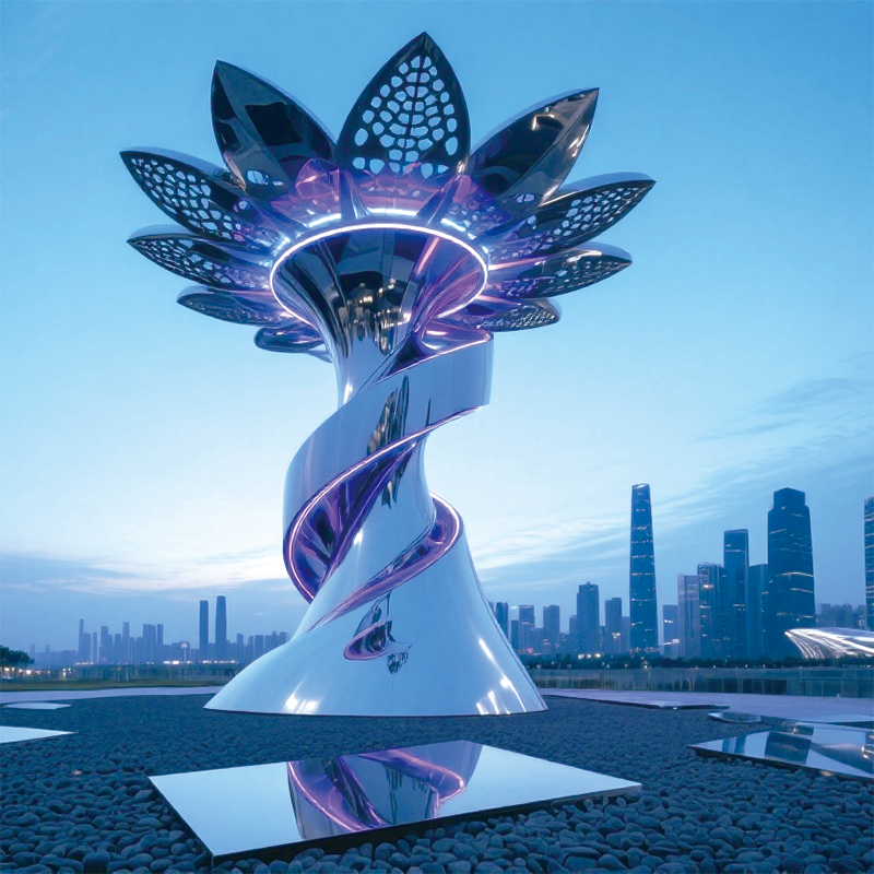 不锈钢幻彩灵花城市地标景观装置