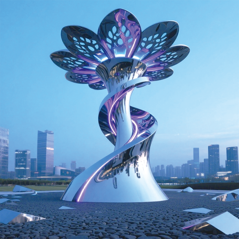 不锈钢幻彩灵花城市地标景观装置