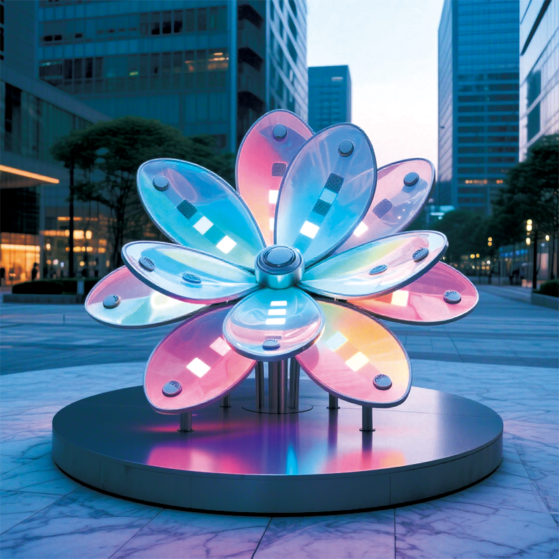 霓虹花绽景观为城市空间增添了梦幻、活力的氛围适合广场旅游景区