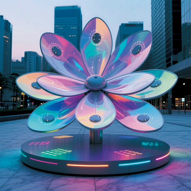 霓虹花绽景观为城市空间增添了梦幻、活力的氛围适合广场旅游景区