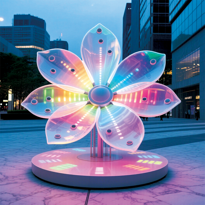 霓虹花绽景观为城市空间增添了梦幻、活力的氛围适合广场旅游景区