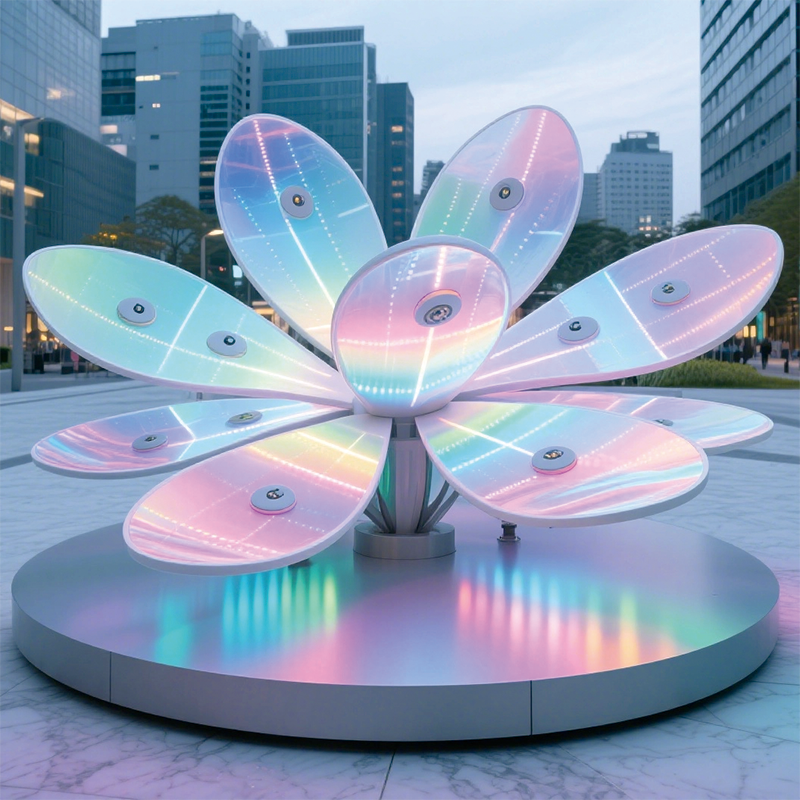 霓虹花绽景观为城市空间增添了梦幻、活力的氛围适合广场旅游景区