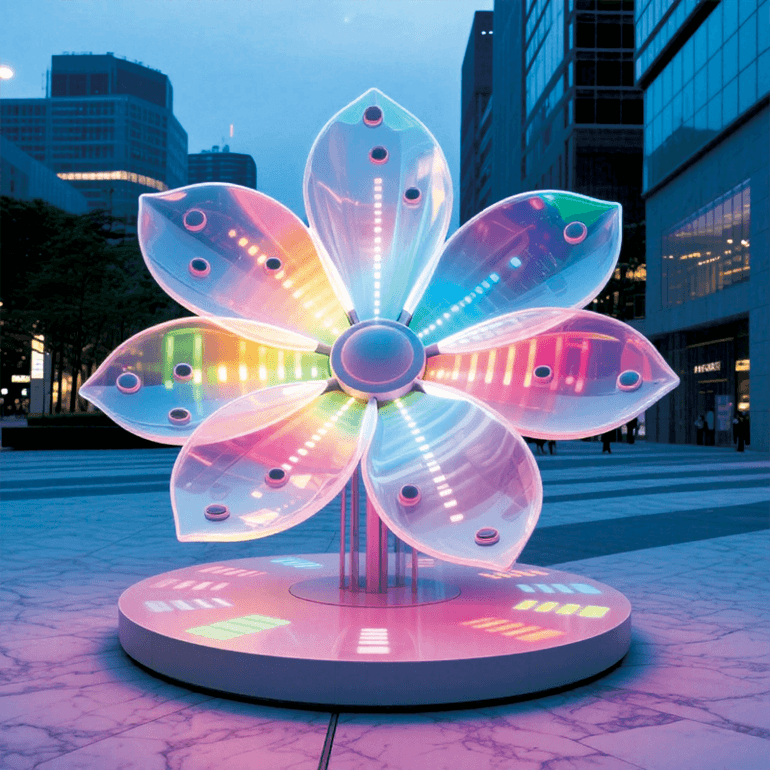 霓虹花绽景观为城市空间增添了梦幻、活力的氛围适合广场旅游景区