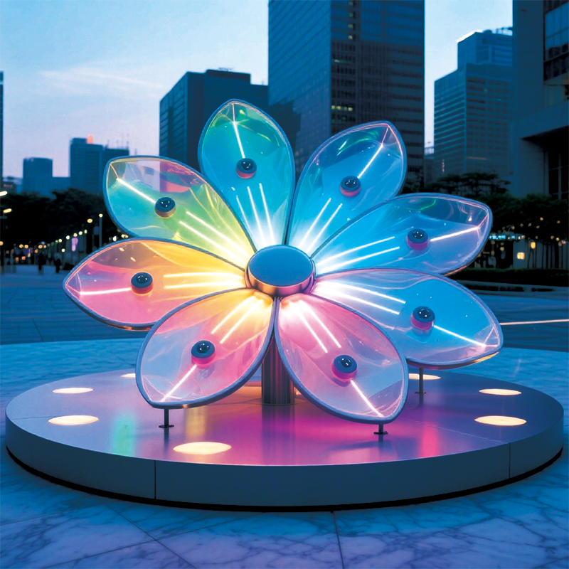 霓虹花绽景观为城市空间增添了梦幻、活力的氛围适合广场旅游景区