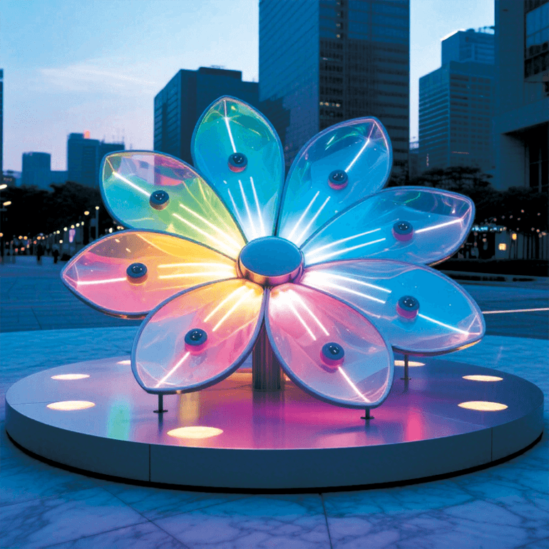 霓虹花绽景观为城市空间增添了梦幻、活力的氛围适合广场旅游景区