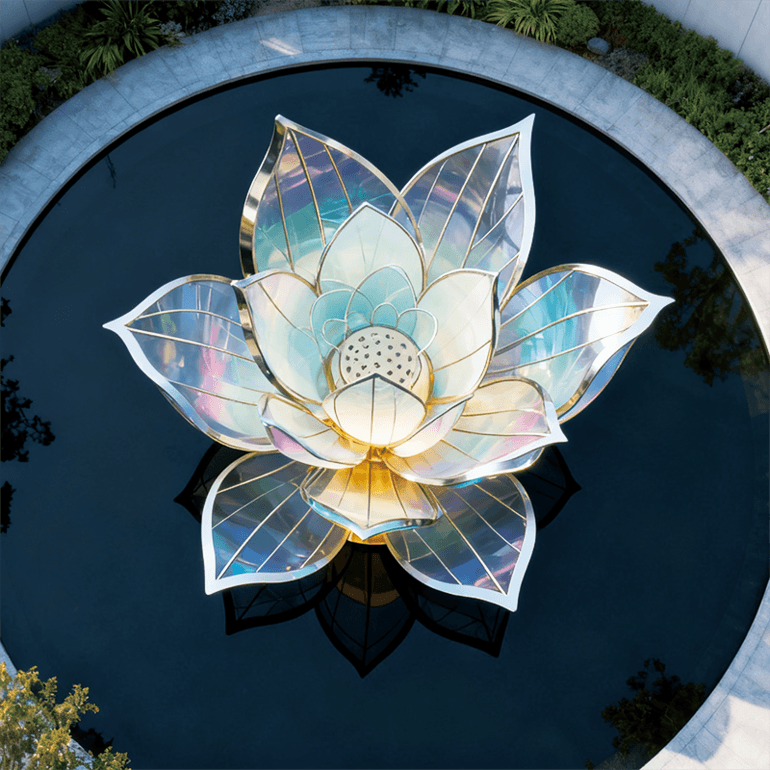莲华溢彩,金属线条勾勒出花瓣的轮廓，精致又富有层次感浪漫的氛围