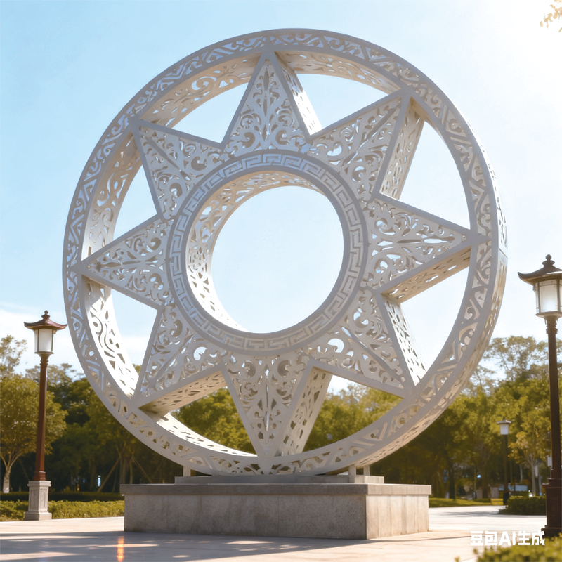 星环幻彩耀夜色景观装置适合城市广场、主题公园，旅游景区，酒店