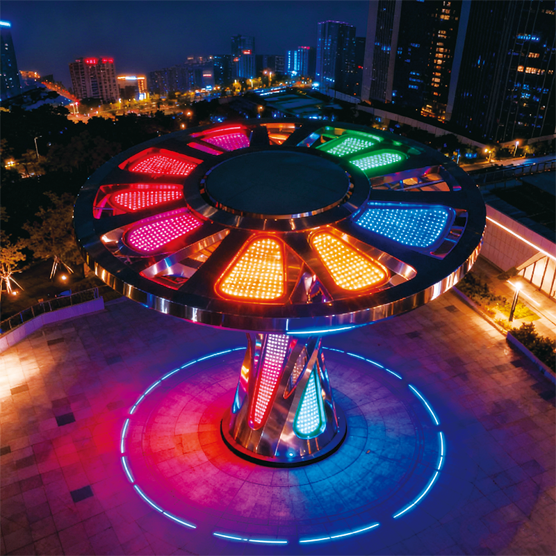 不锈钢炫彩 LED “未来之树” —— 科技感与光影艺术融合的城市