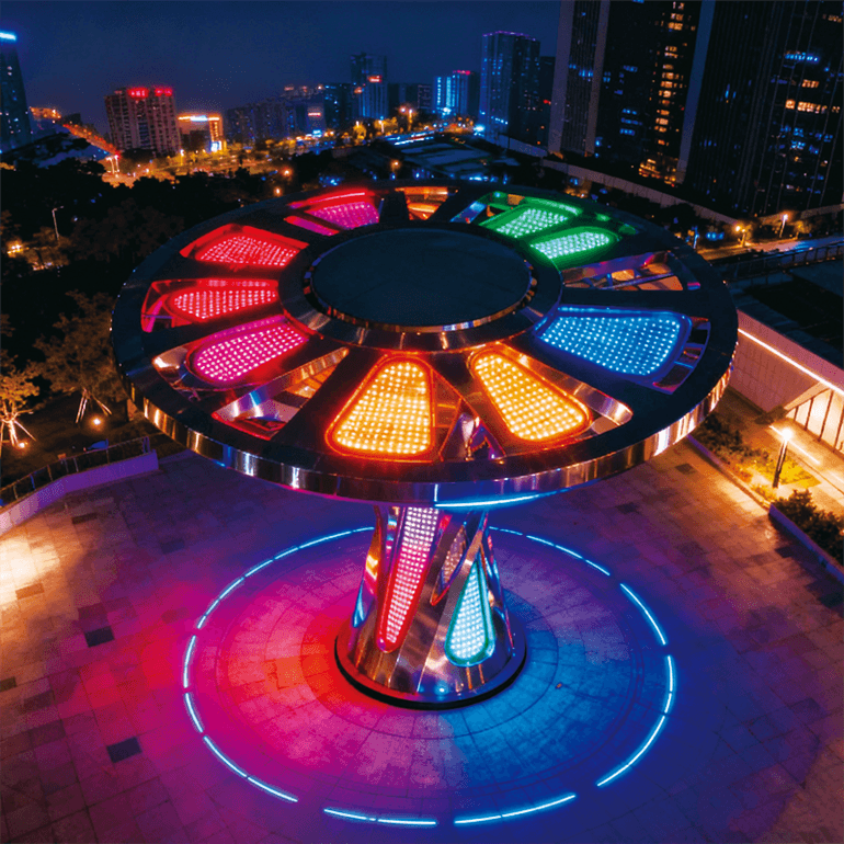 不锈钢炫彩 LED “未来之树” —— 科技感与光影艺术融合的城市