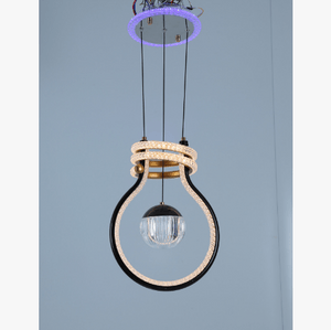 Artistic Chandelier with Black-Gold Crystal Ring Light Bulb Shape