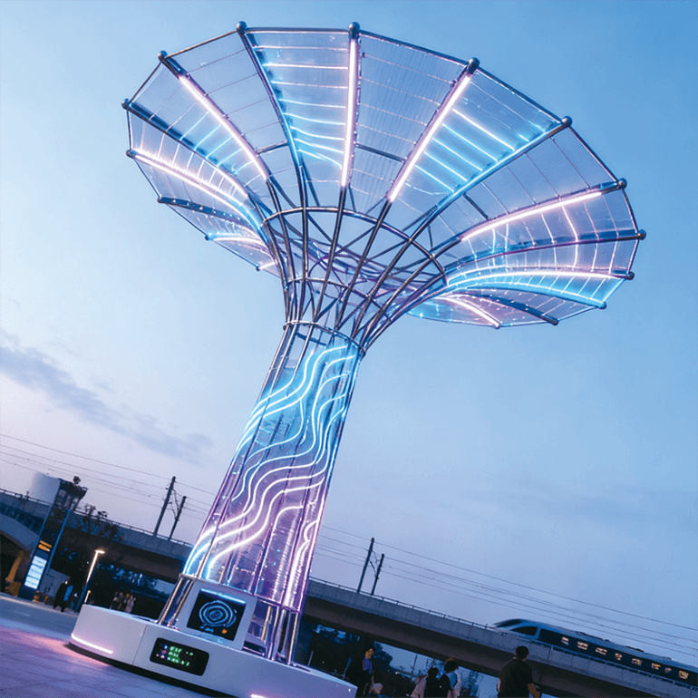 动态光效随环境灵动变幻既提升空间科技格调又能吸引人群驻足探索