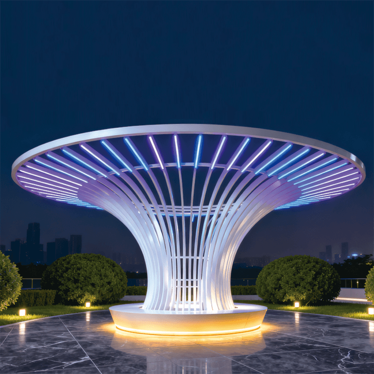 幻彩之伞’白天吸睛造型，夜晚变色效果，自带打卡基因