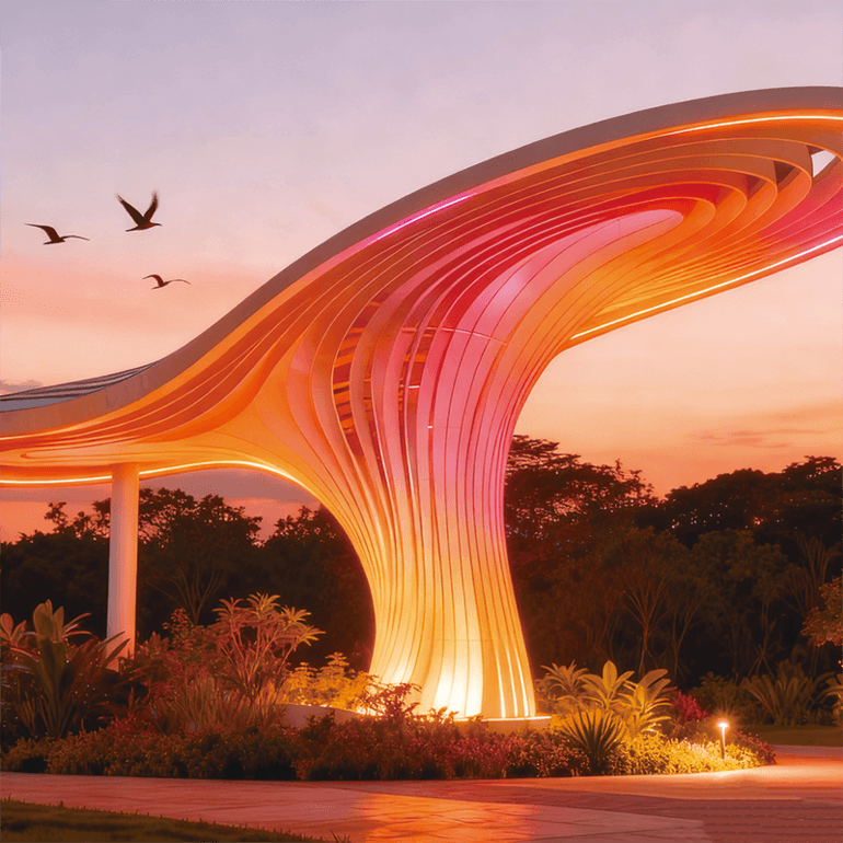 彩绸旋空之冠景观装置装饰适合广场公园、旅游景观、商业街广场等