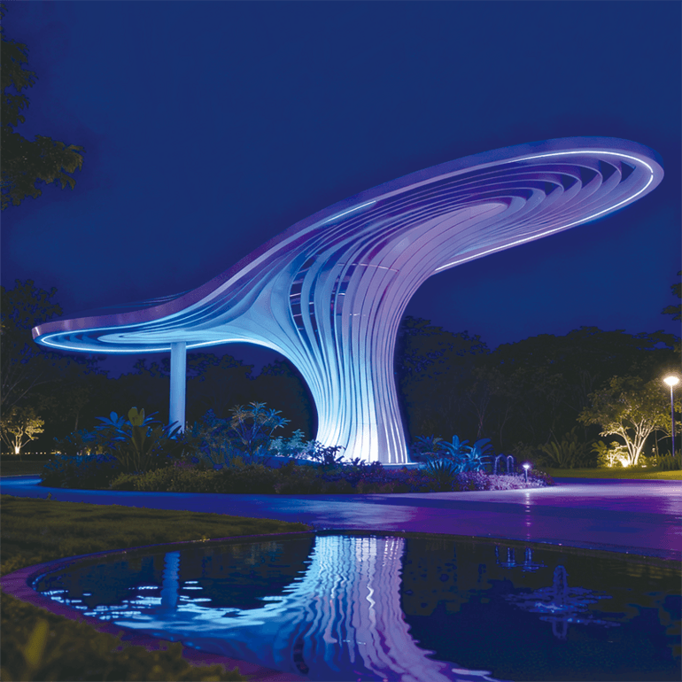 彩绸旋空之冠景观装置装饰适合广场公园、旅游景观、商业街广场等