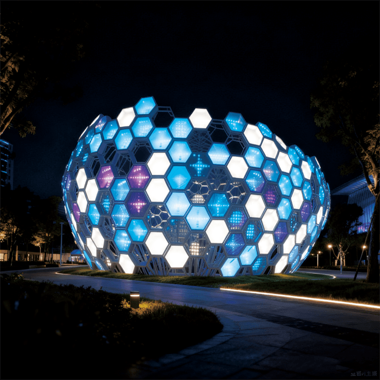 蜂巢矩阵光屿景观装饰装置，适合广场、旅游景区、游乐场、交通枢