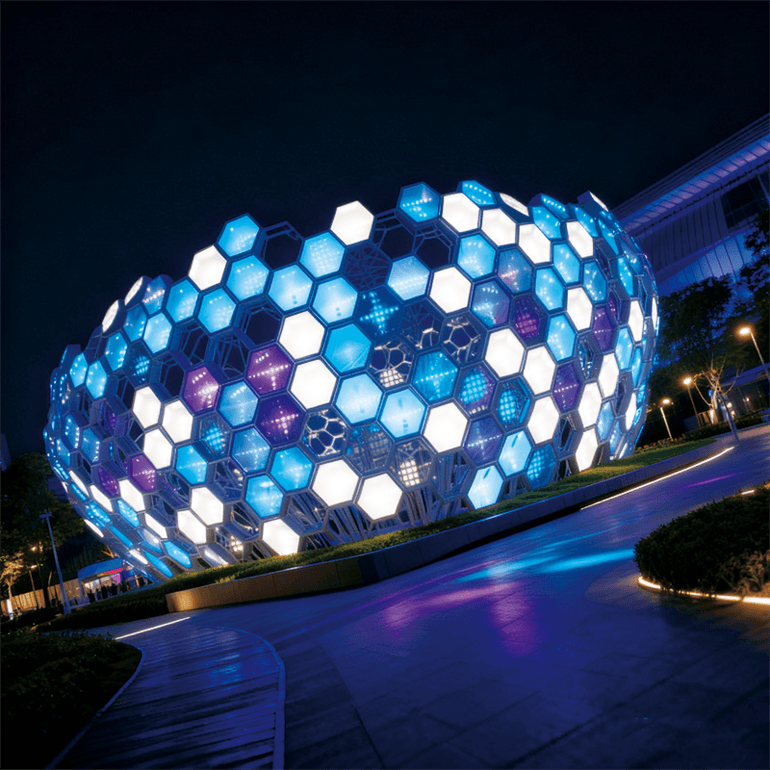 蜂巢矩阵光屿景观装饰装置，适合广场、旅游景区、游乐场、交通枢