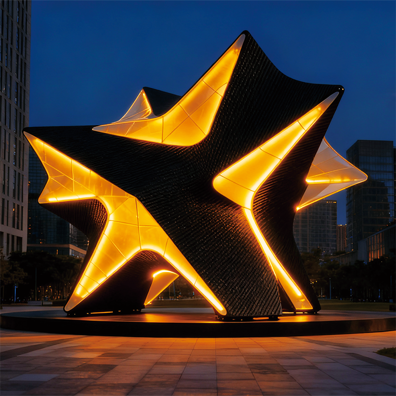星棱幻光景观装置装饰，是以流光溢彩点亮了城市的潮流脉搏