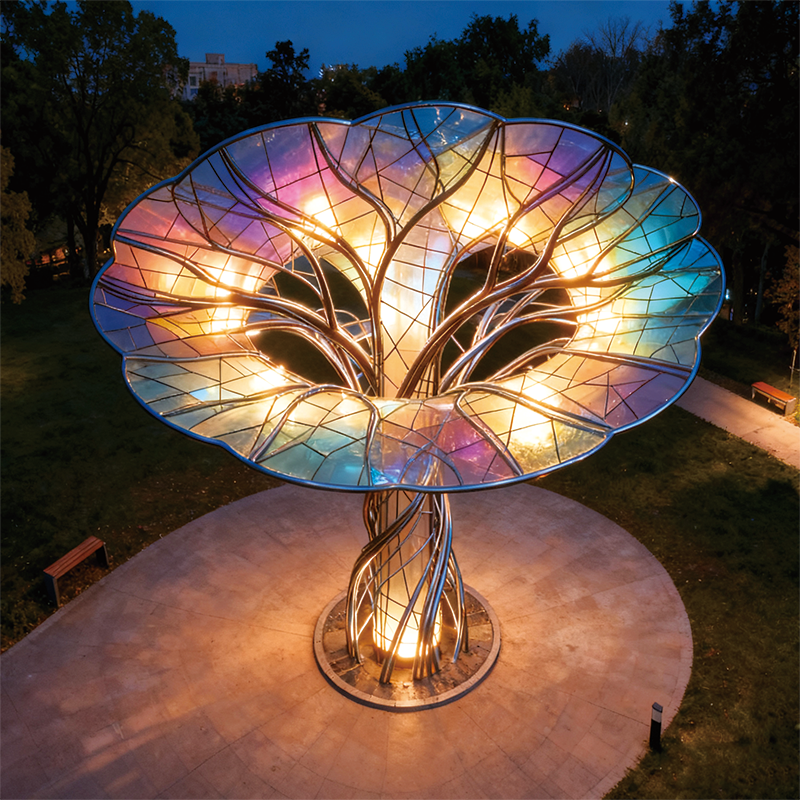 金属枝・琉璃冠景观装饰装置，适合公园艺术园林、文旅与艺术园区