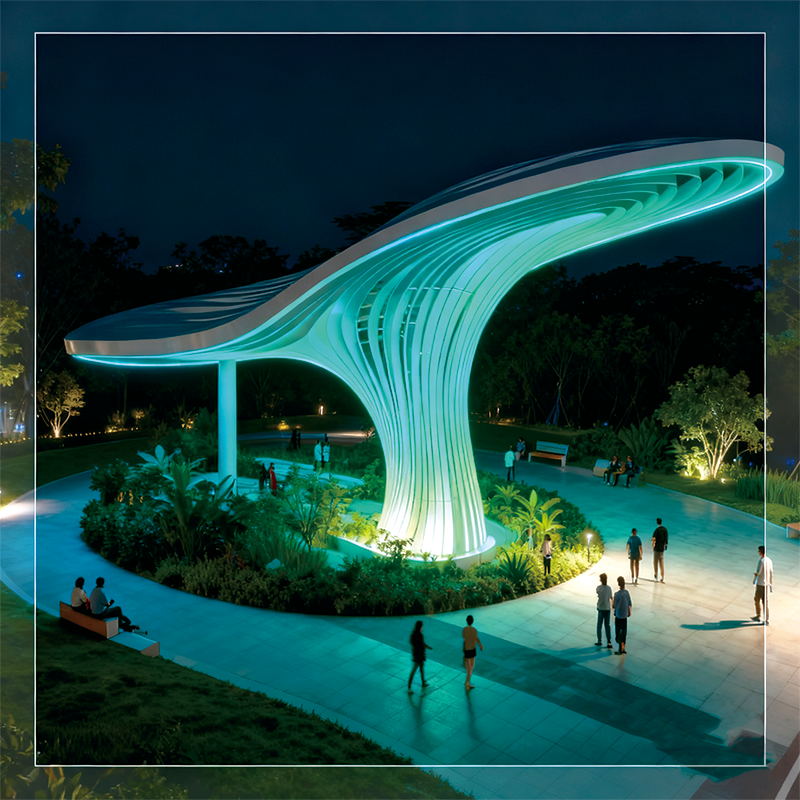 彩绸旋空之冠景观装置装饰适合广场公园、旅游景观、商业街广场等