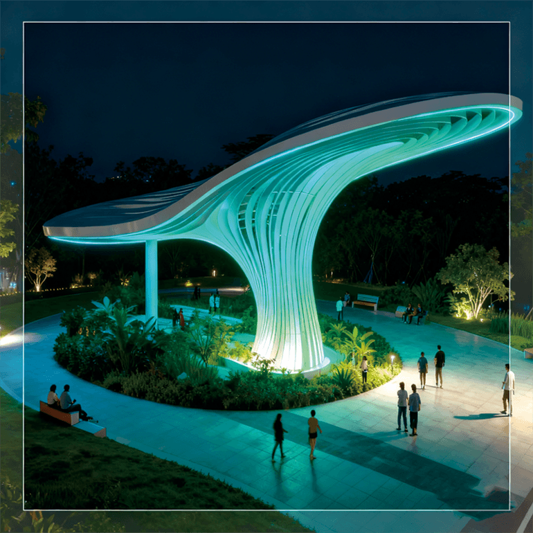 彩绸旋空之冠景观装置装饰适合广场公园、旅游景观、商业街广场等