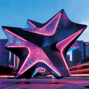 星棱幻光景观装置装饰，是以流光溢彩点亮了城市的潮流脉搏