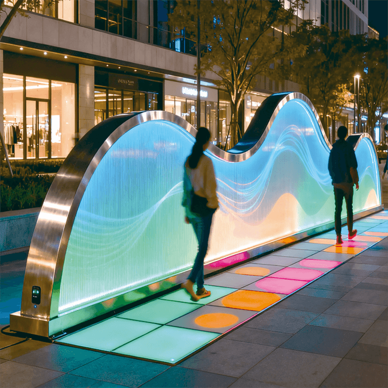 波浪之姿解构光影美学，为街区广场打造吸睛焦点，尽显格调与品味