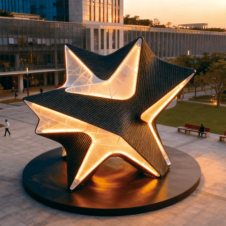 星棱幻光景观装置装饰，是以流光溢彩点亮了城市的潮流脉搏