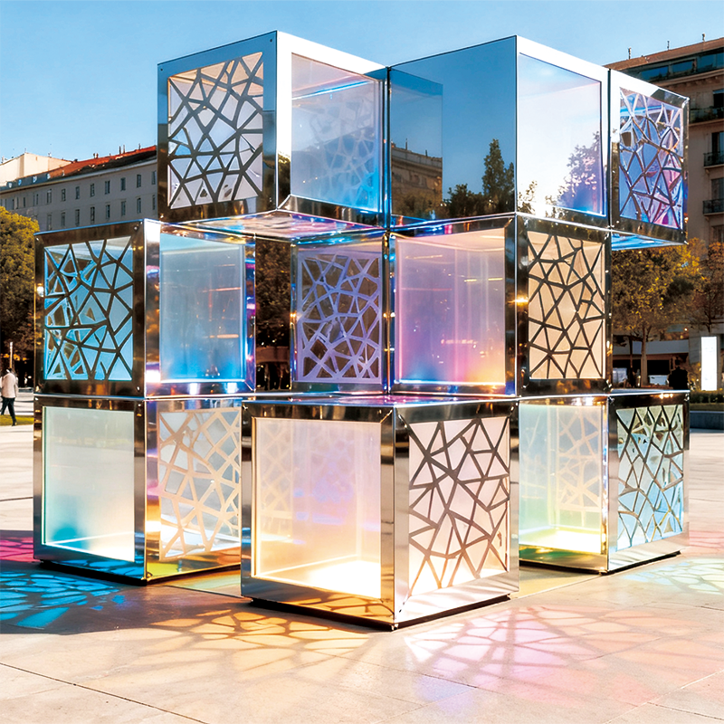 炫立方・棱光矩阵景观装置，适合广场、商业街、游乐场、文创街区