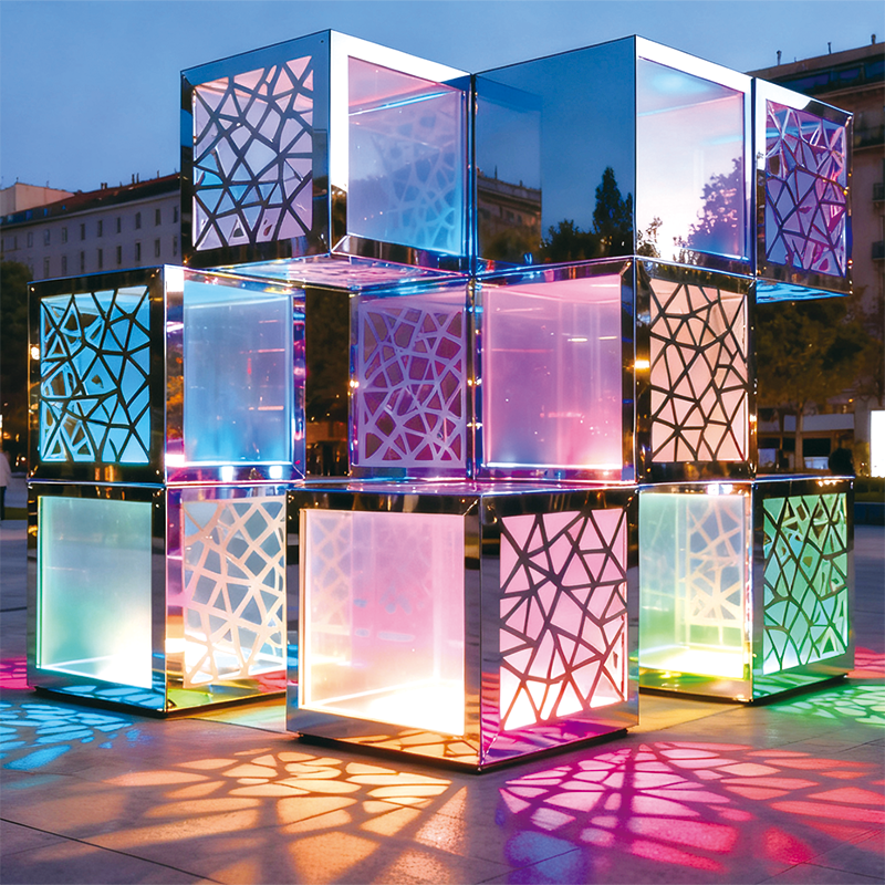 炫立方・棱光矩阵景观装置，适合广场、商业街、游乐场、文创街区