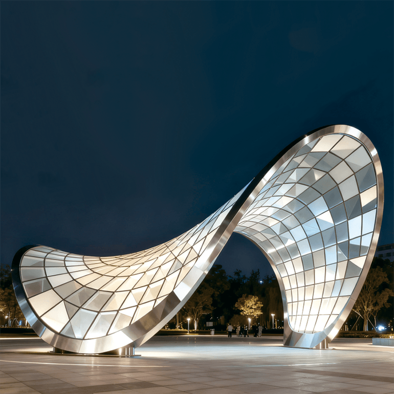 炫彩无限桥景观装置，适合城市地标性广场、艺术园区或创意街区