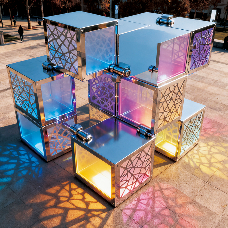 炫立方・棱光矩阵景观装置，适合广场、商业街、游乐场、文创街区