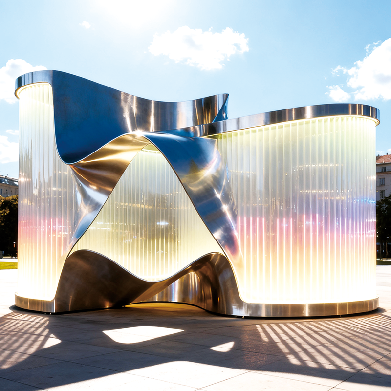 棱光织境景观装置，适合城市商业中心广场、艺术园区或文创街区