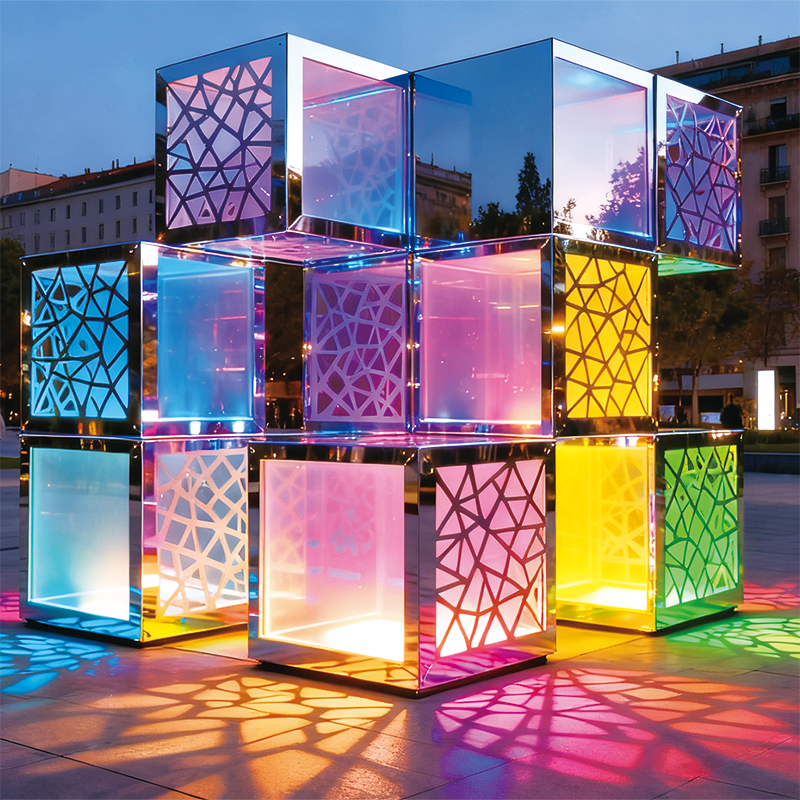 炫立方・棱光矩阵景观装置，适合广场、商业街、游乐场、文创街区