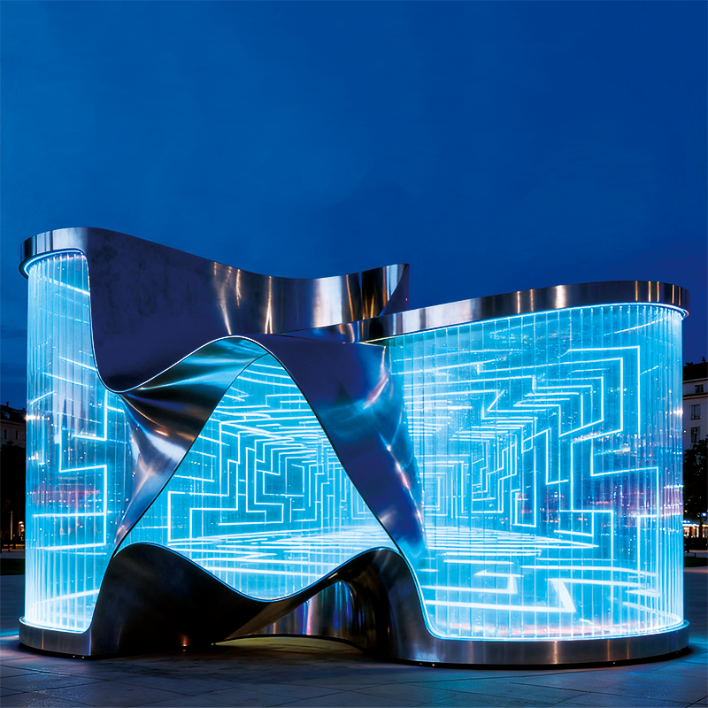 棱光织境景观装置，适合城市商业中心广场、艺术园区或文创街区